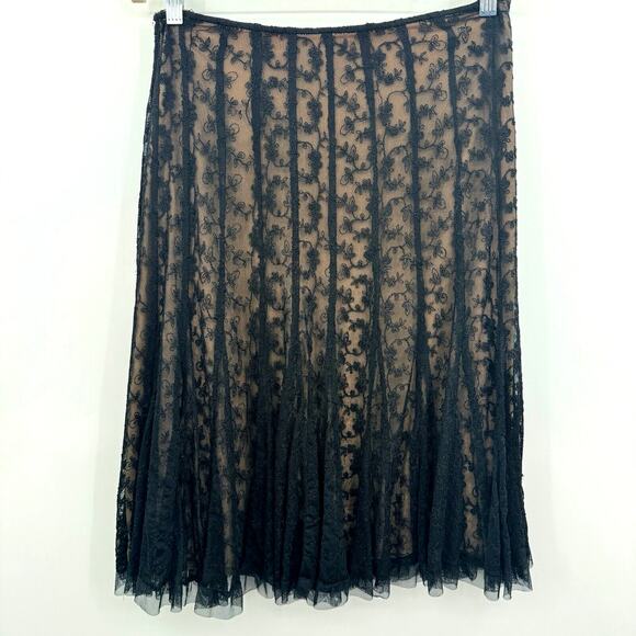 ECI Lace & Mesh Flared Skirt Size 12 Black Witchy Whimsigoth Y2K Grunge Flowy - Picture 1 of 12